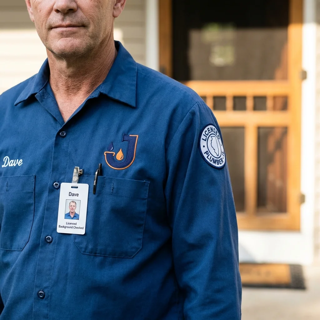 Licensed plumber showing ID badge in Gwinn, MI