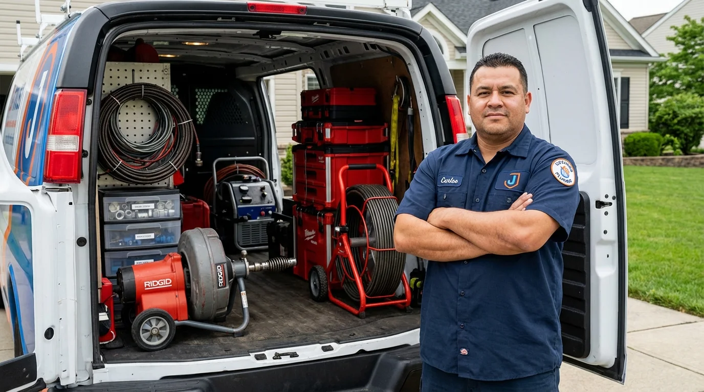 Professional drain cleaning equipment and Johns Plumbing LLC plumber in Gwinn
