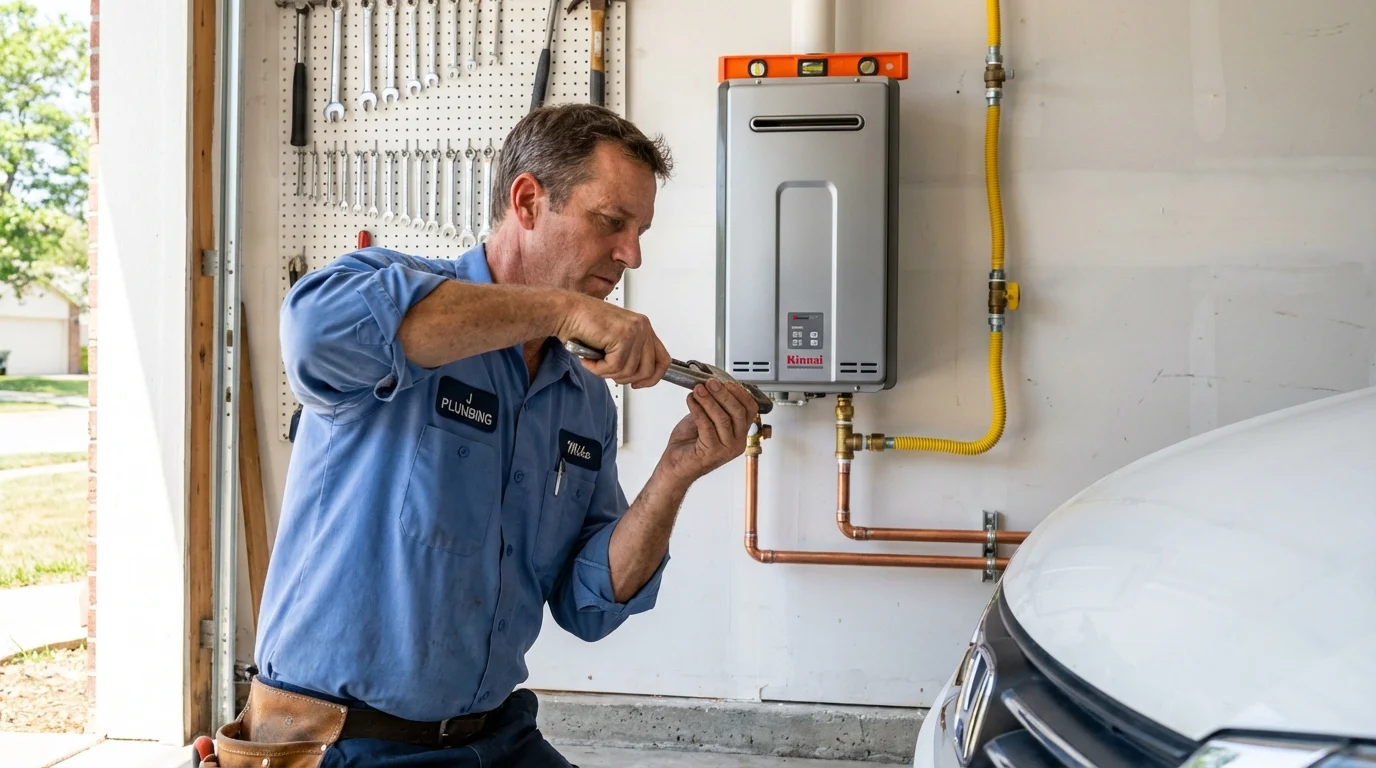Tankless water heater installation by a Johns Plumbing LLC plumber in Gwinn